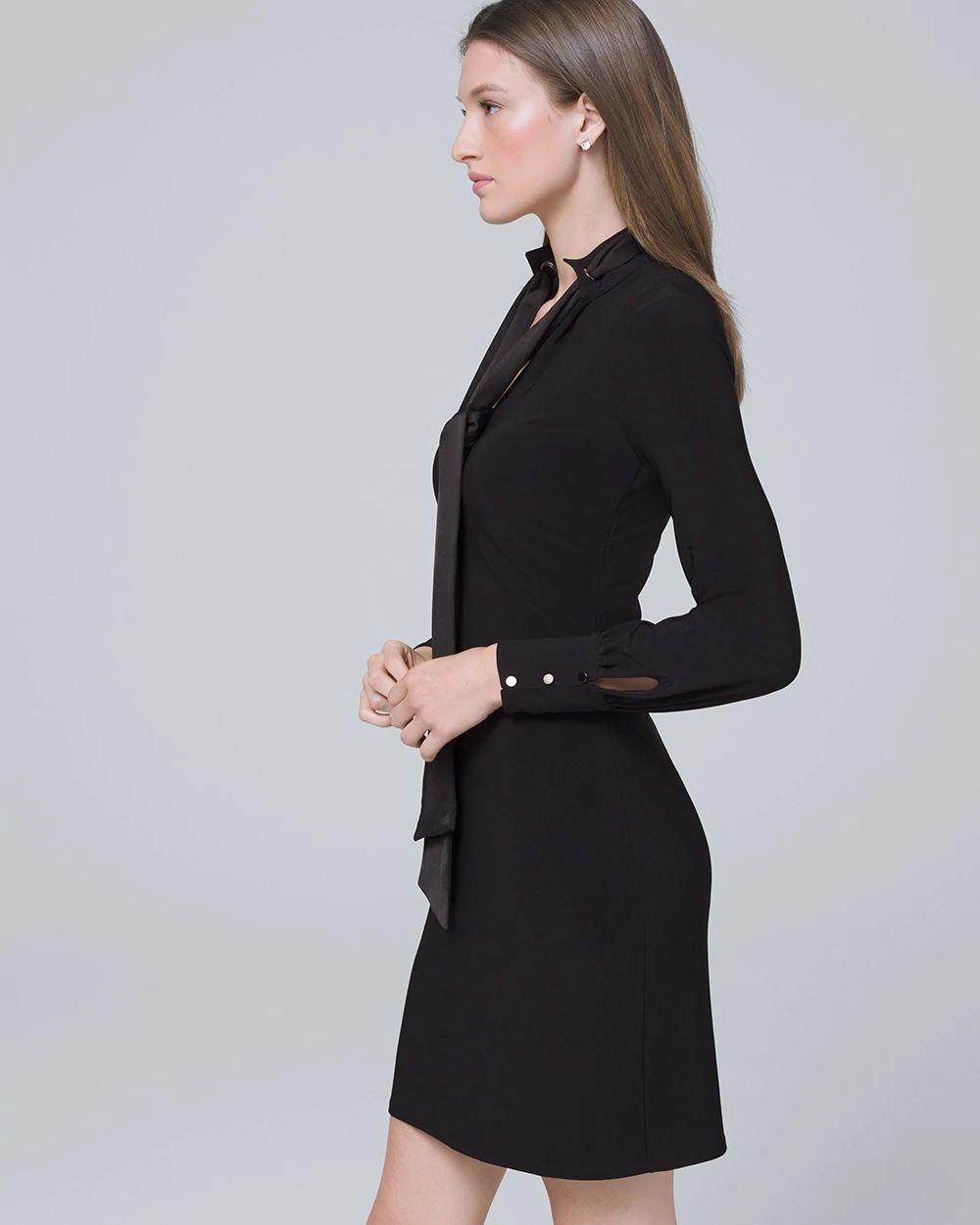 Tie neck shift dress cheap